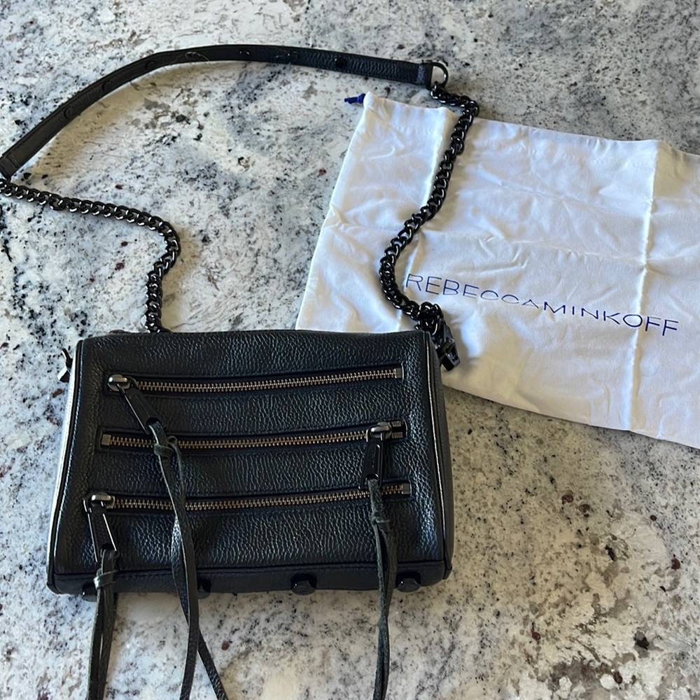 Rebecca Minkoff black crossbody or shoulder mini zip handbag